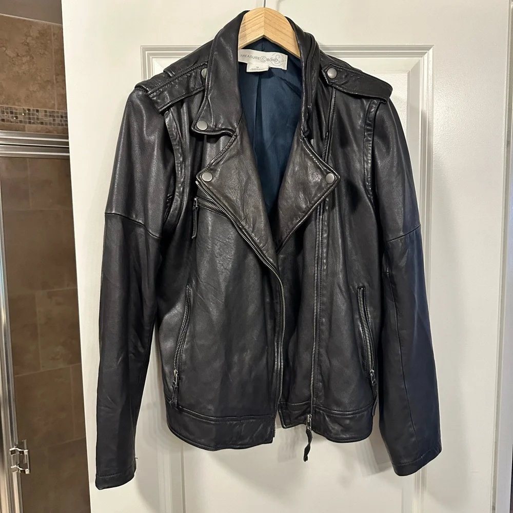 TREASURE & BOND Leather Moto Jacket - Size M - Picture 3 of 6